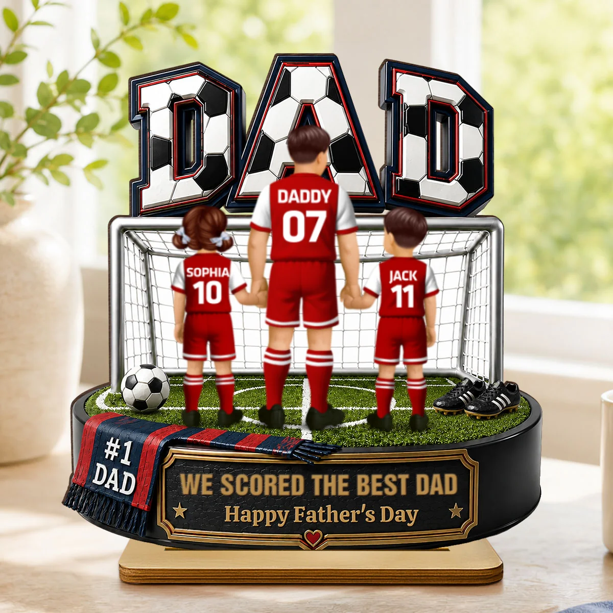 #1 Soccer Dad & Kids Together - Personalized 2-Layered Wooden Plaque - Heartfelt Gift For Dad, Husband - Image 11