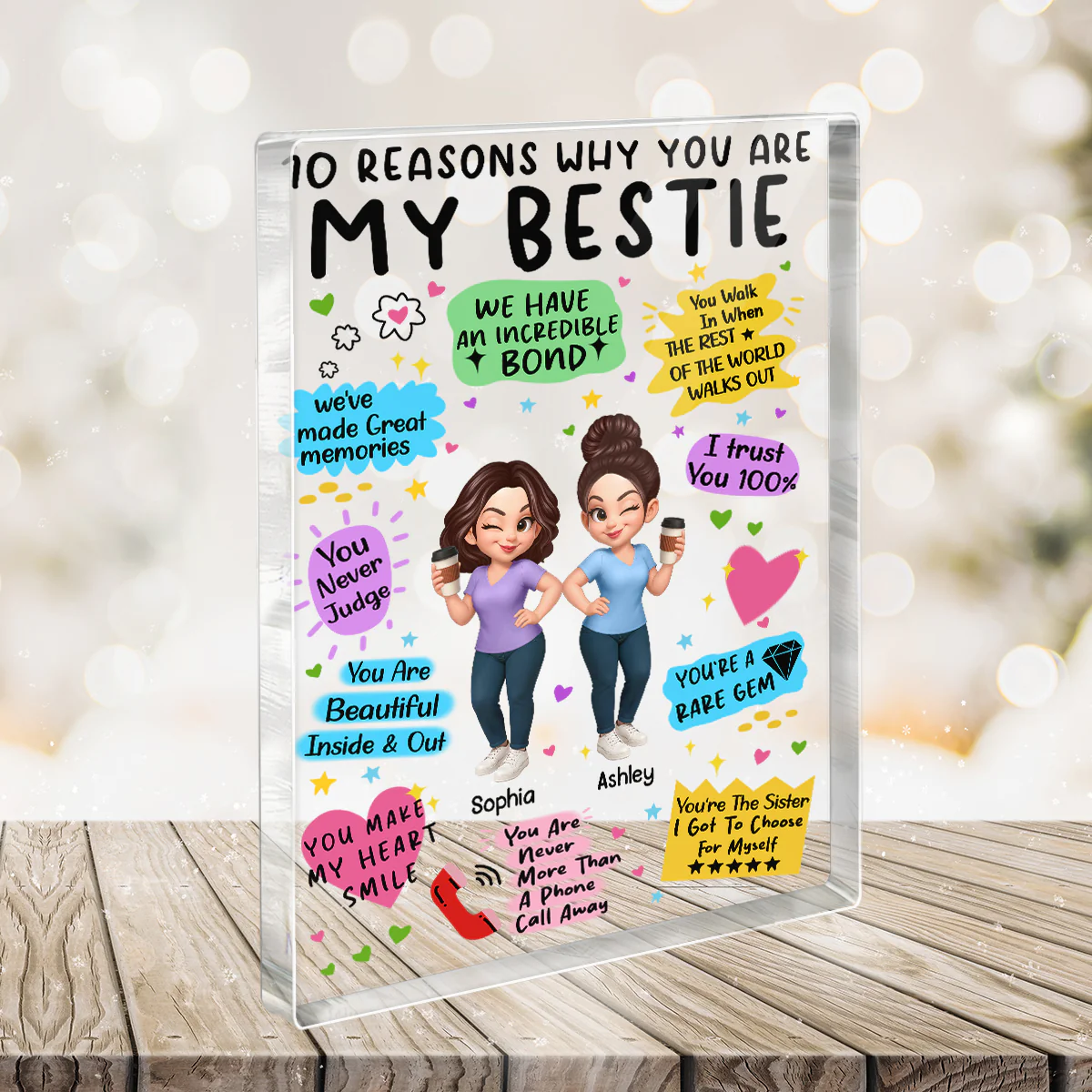 10 Reasons Why You Are My Besties Personalized Acrylic Block Plaque