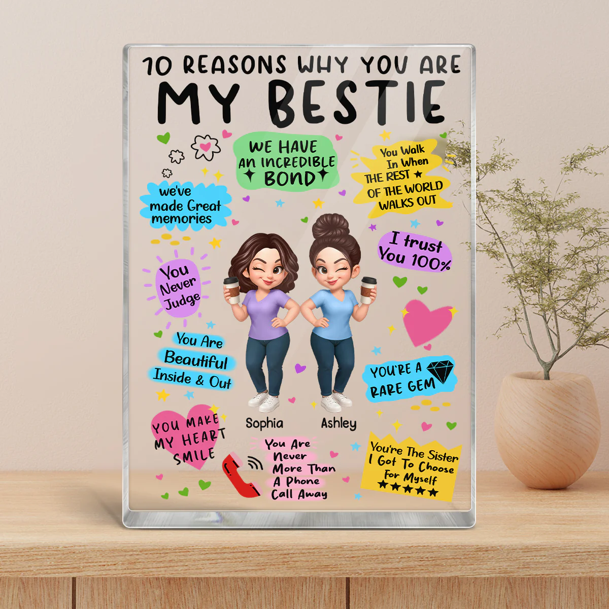 10 Reasons Why You Are My Besties Personalized Acrylic Block Plaque - Image 3