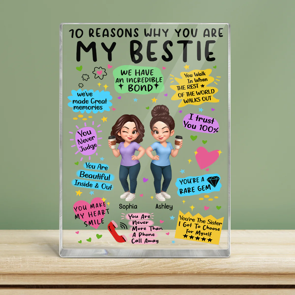 10 Reasons Why You Are My Besties Personalized Acrylic Block Plaque - Image 7