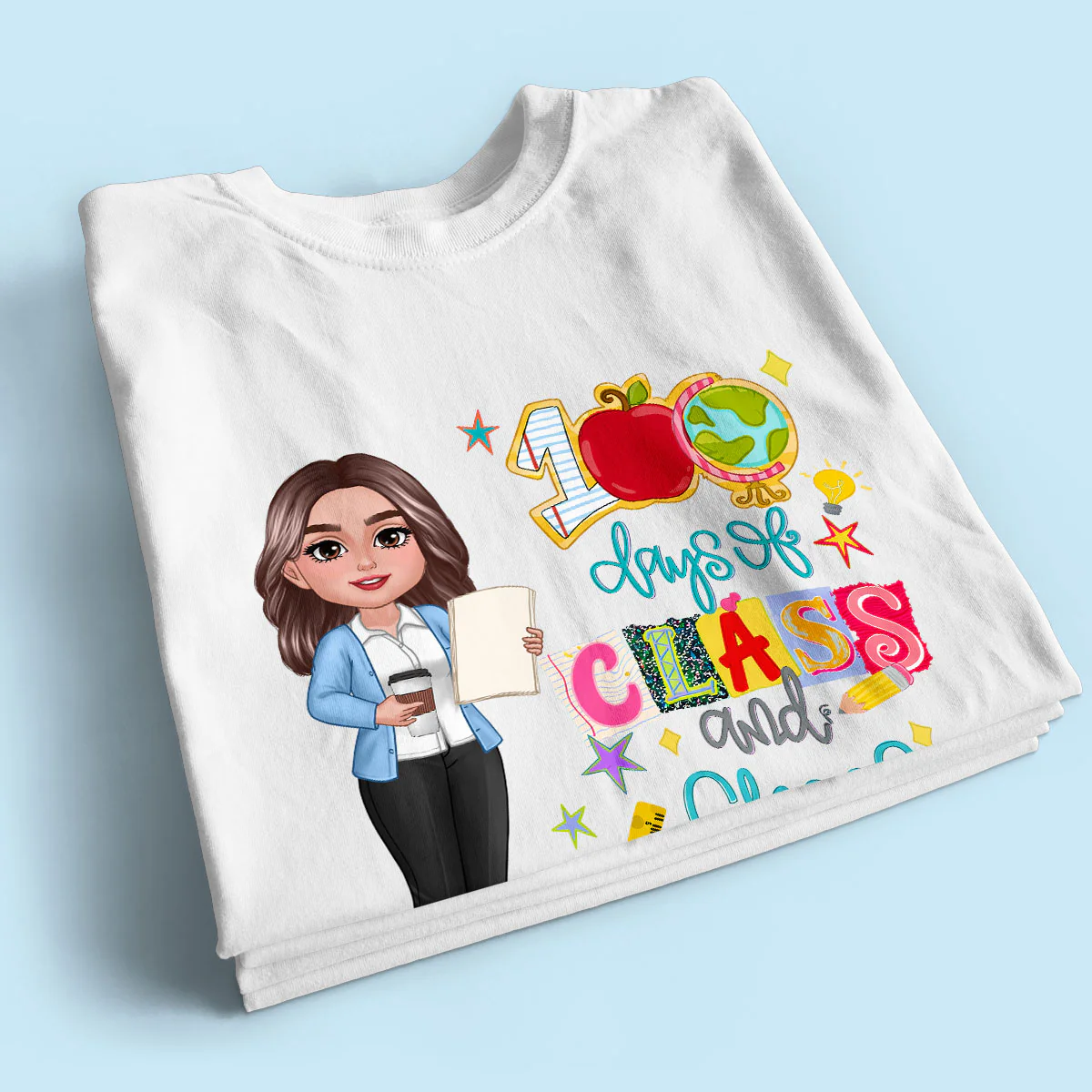 100 Days Of Class & Chaos Teacher - Personalized Shirt - 100 Days Of School Celebration - Image 10