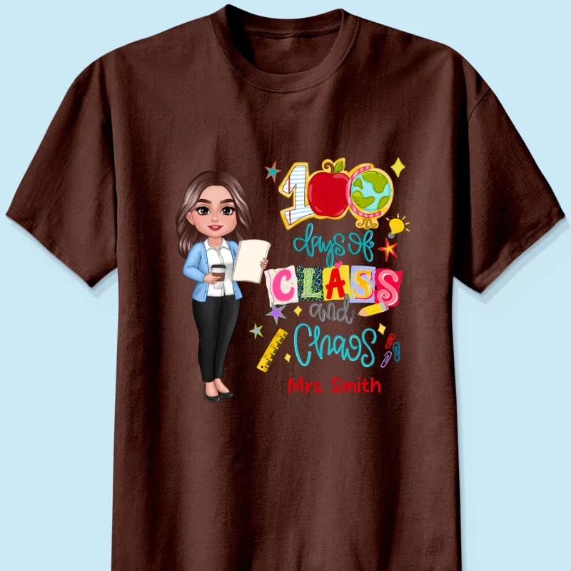 100 Days Of Class & Chaos Teacher - Personalized Shirt - 100 Days Of School Celebration - Image 30