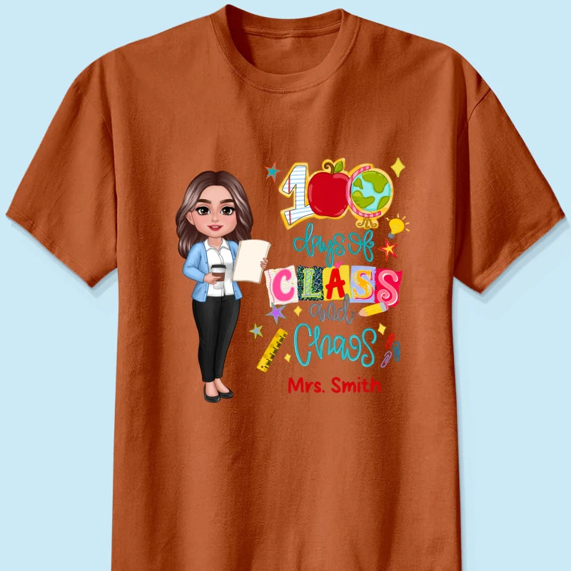 100 Days Of Class & Chaos Teacher - Personalized Shirt - 100 Days Of School Celebration - Image 31