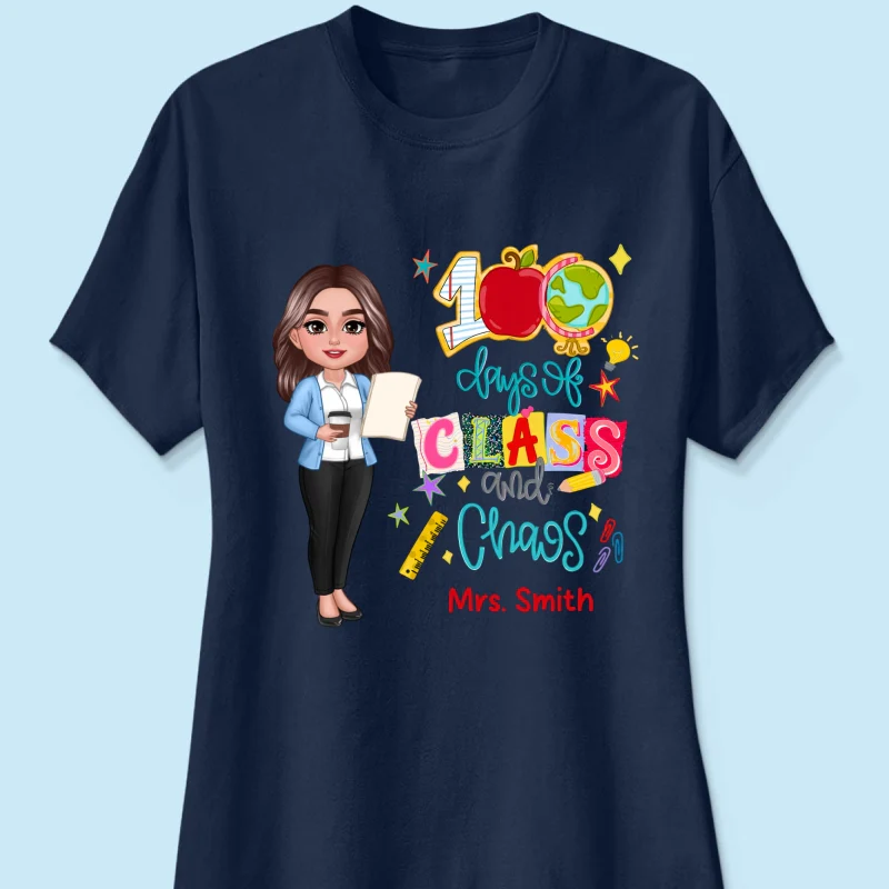 100 Days Of Class & Chaos Teacher - Personalized Shirt - 100 Days Of School Celebration - Image 33