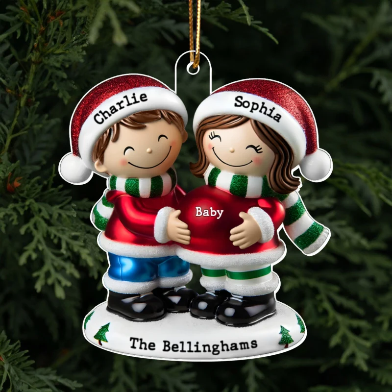 2026 Pregnancy Ornament, Personalized We're Expecting Parents, Pregnant Christmas Ornament, Mom and Dad to Be Gift - Image 10