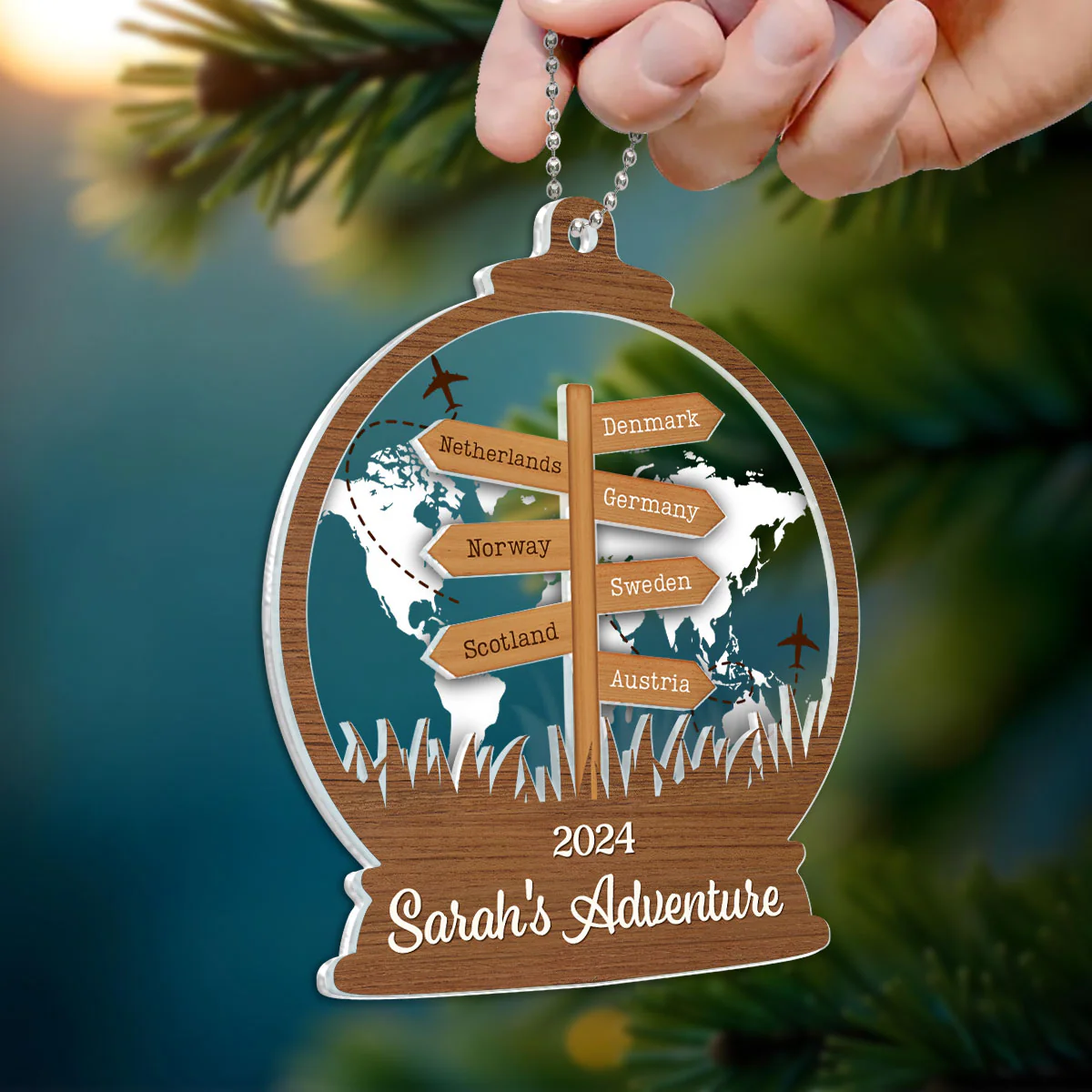 2024 Travel Adventure 2-Layered Acrylic Ornament, Personalized Travel Decoration, Christmas Gift For Travelers - Image 3