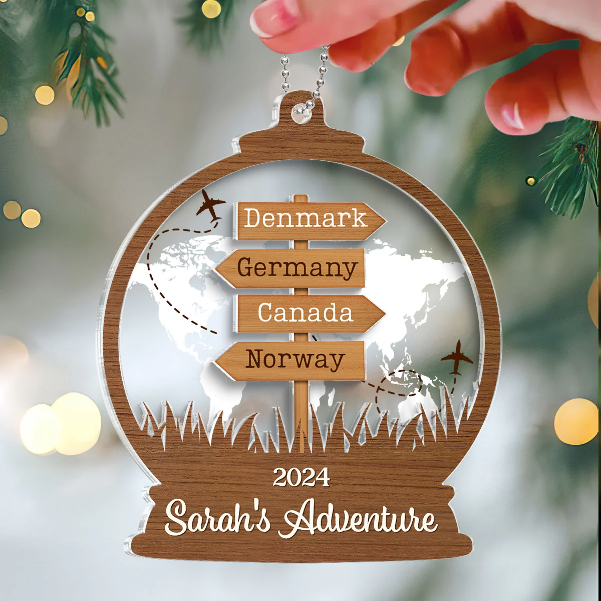 2024 Travel Adventure 2-Layered Acrylic Ornament, Personalized Travel Decoration, Christmas Gift For Travelers - Image 4