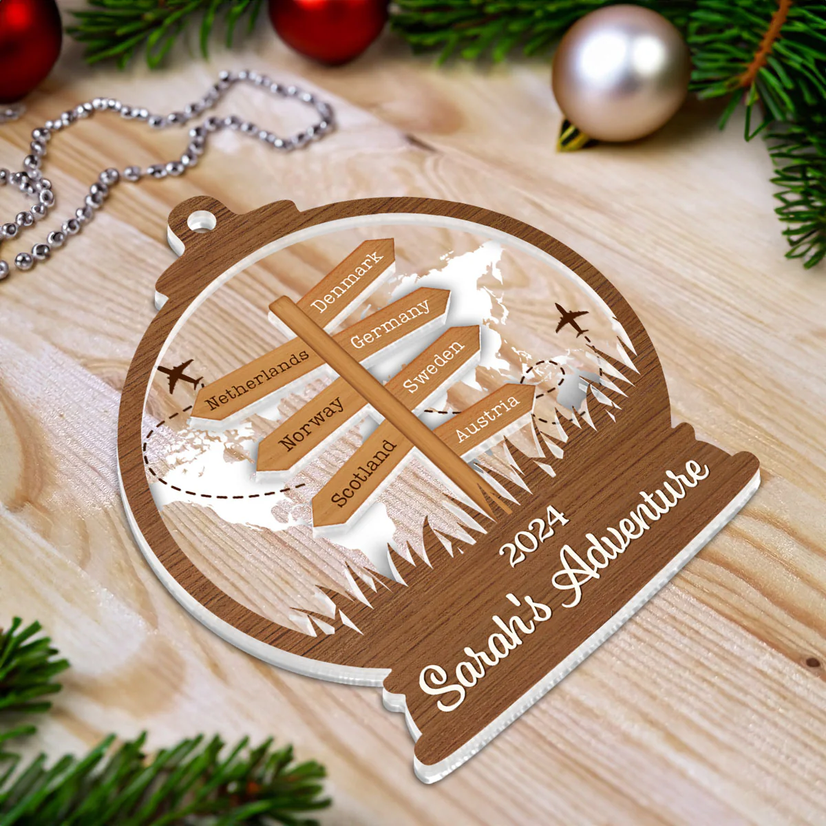 2024 Travel Adventure 2-Layered Acrylic Ornament, Personalized Travel Decoration, Christmas Gift For Travelers - Image 5