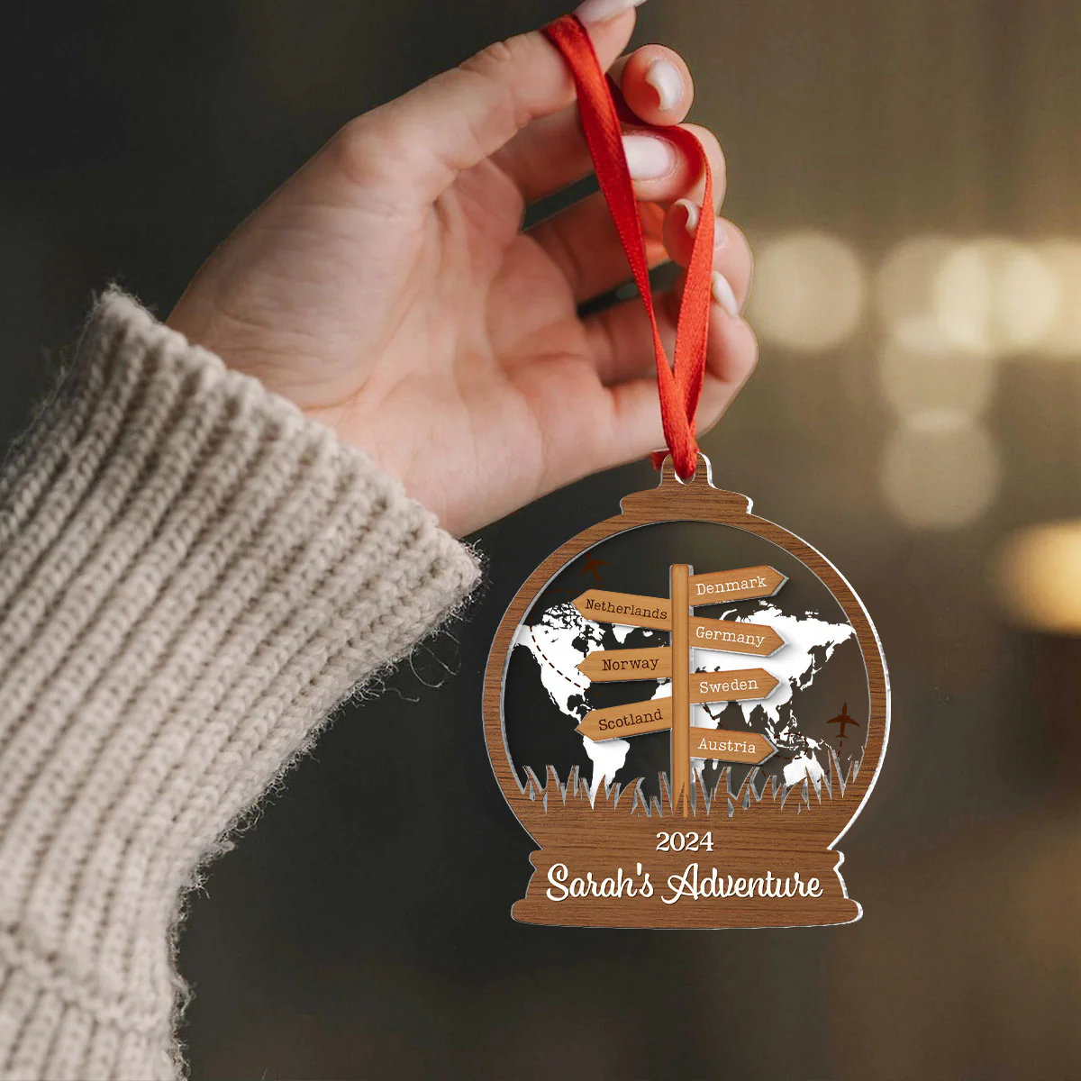 2024 Travel Adventure 2-Layered Acrylic Ornament, Personalized Travel Decoration, Christmas Gift For Travelers - Image 7