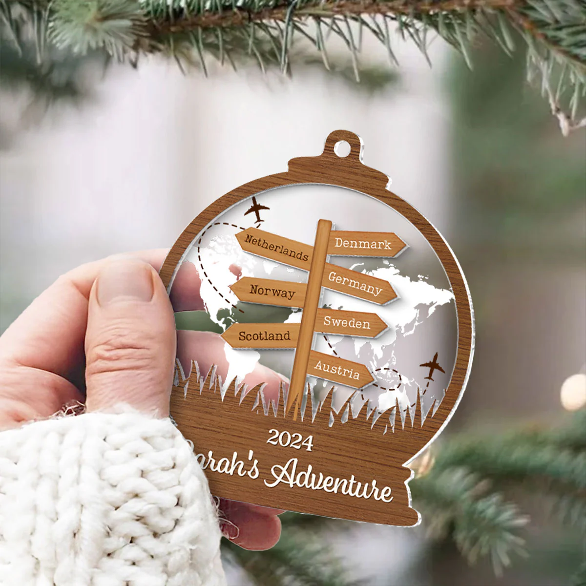 2024 Travel Adventure 2-Layered Acrylic Ornament, Personalized Travel Decoration, Christmas Gift For Travelers - Image 8