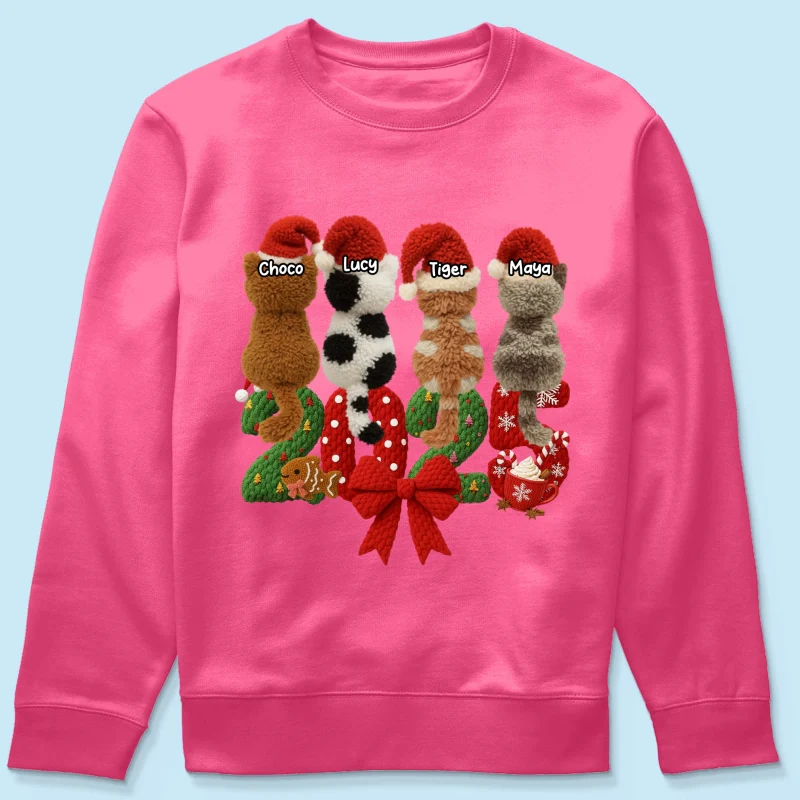 2025 Cat Lovers Latch Hook Yarn Faux - Personalized Sweatshirt - Christmas Gift for Cat Moms, Cat Dads - Image 21