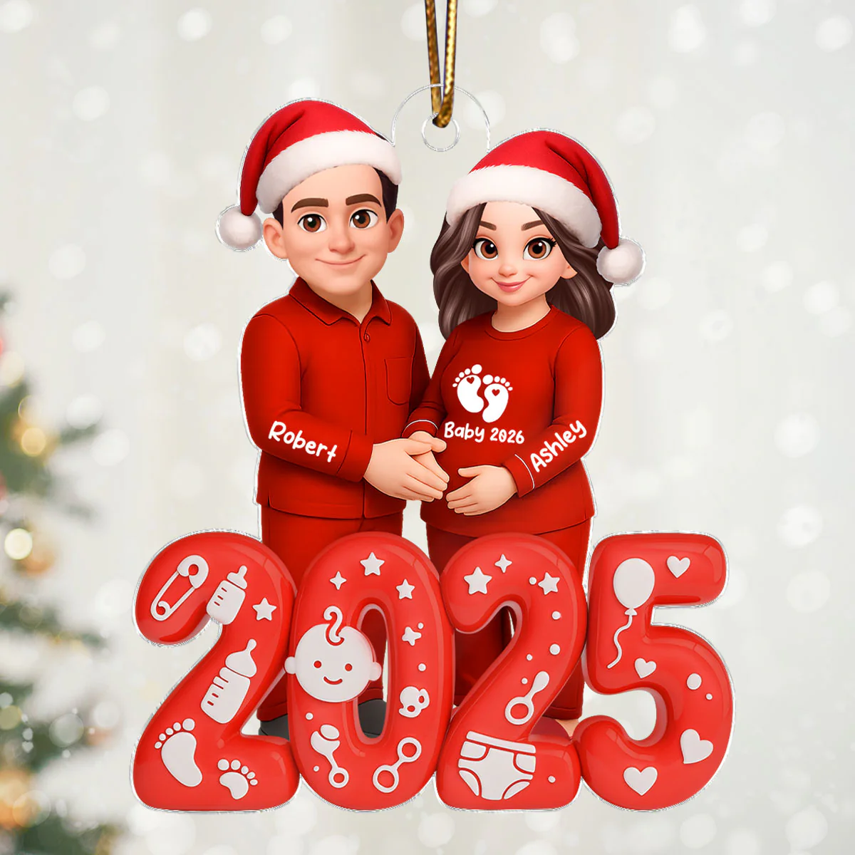 2025 Expecting Parents - Personalized Acrylic Ornament - Christmas Gift for Expecting Parents - Image 3