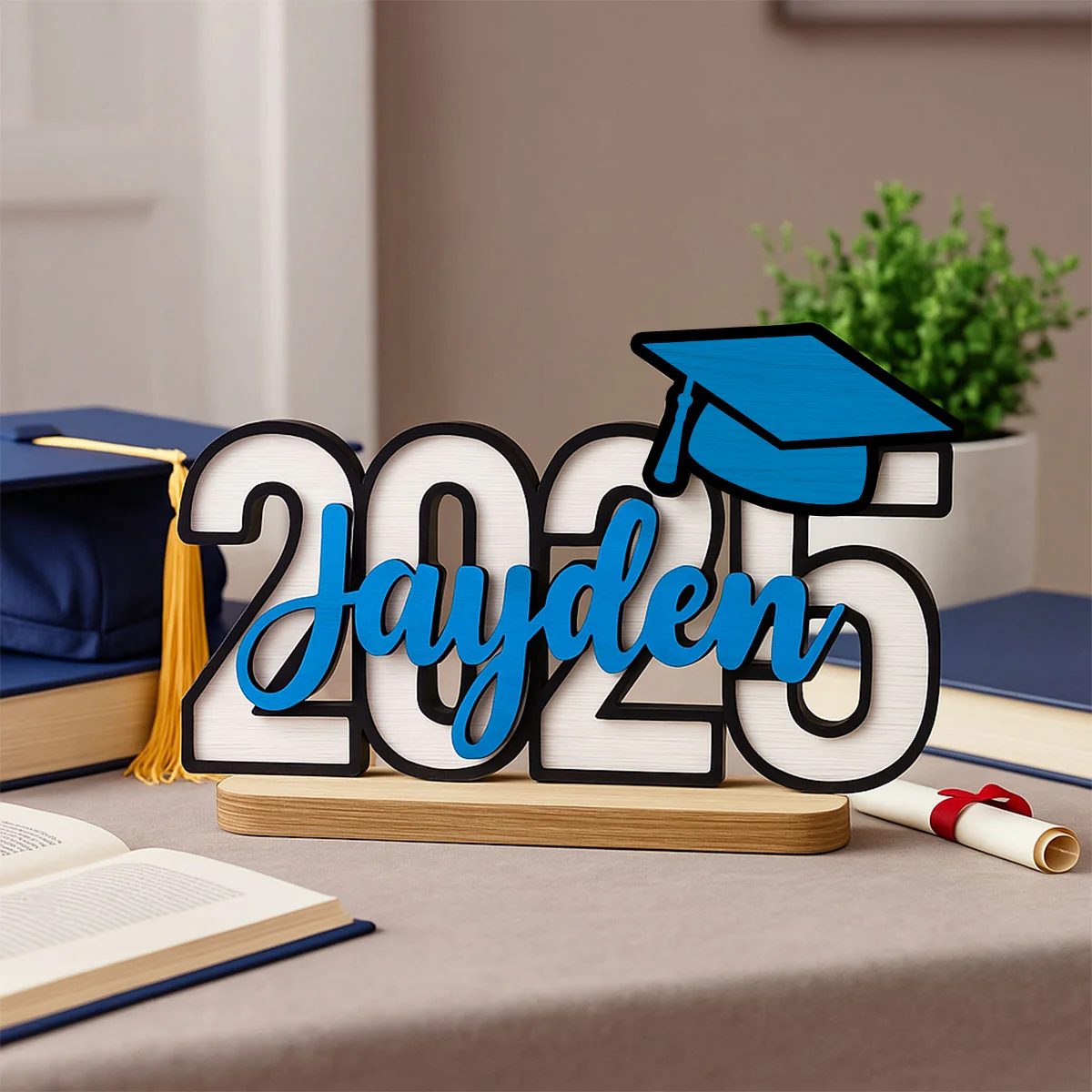 2025 Graduation Senior Personalized 2-Layer Standing Wooden Plaque - Image 3