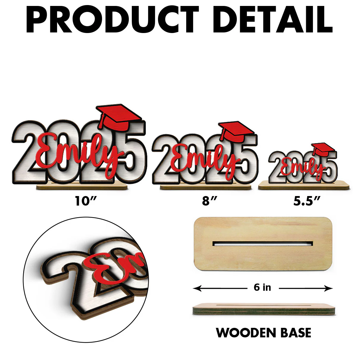 2025 Graduation Senior Personalized 2-Layer Standing Wooden Plaque - Image 6