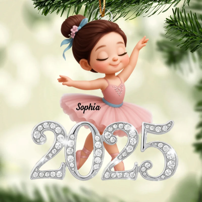 2025 Shining Effect Ballerina Girl - Personalized Acrylic Ornament - Christmas Gift for Kids, Grandkids - Image 10