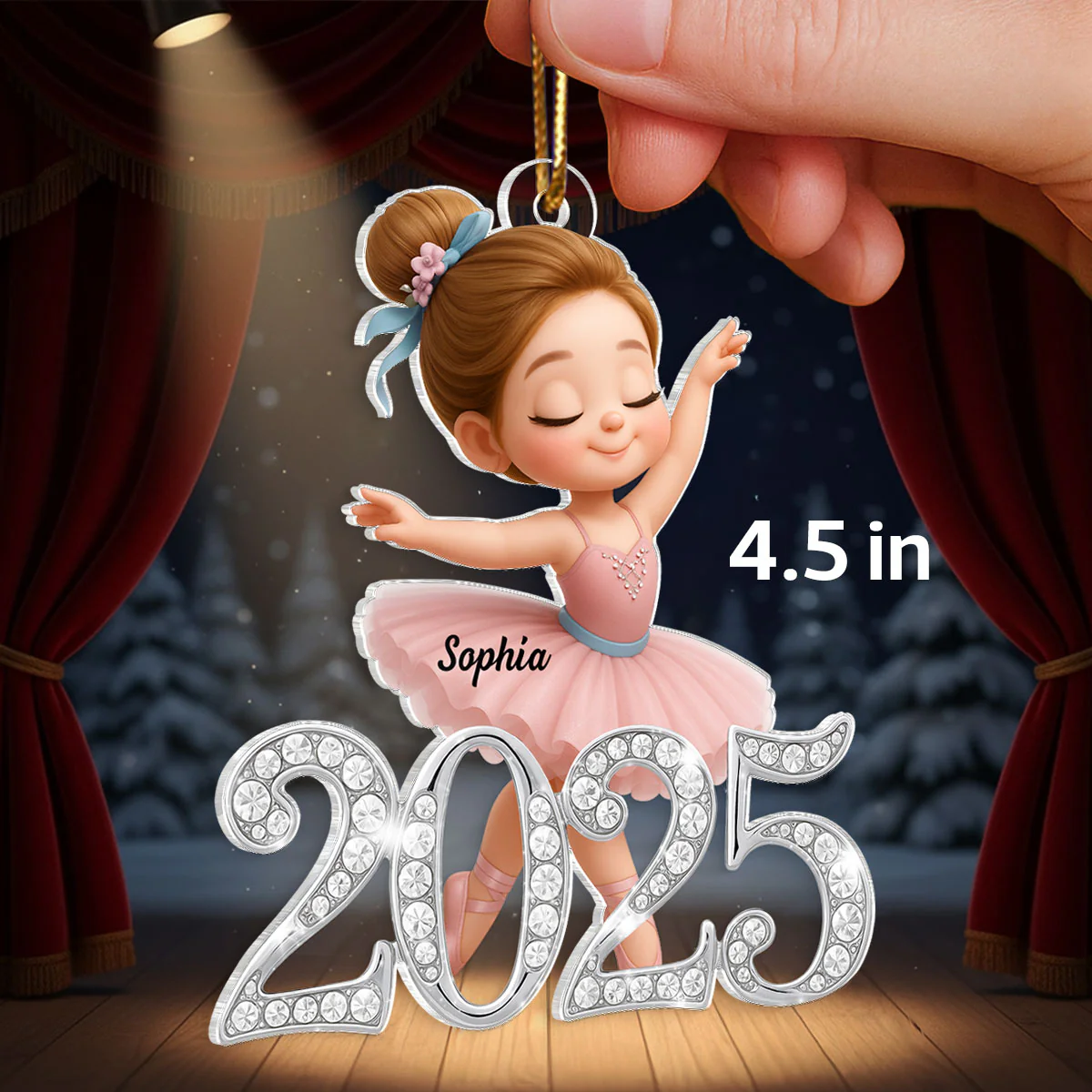 2025 Shining Effect Ballerina Girl - Personalized Acrylic Ornament - Christmas Gift for Kids, Grandkids - Image 2