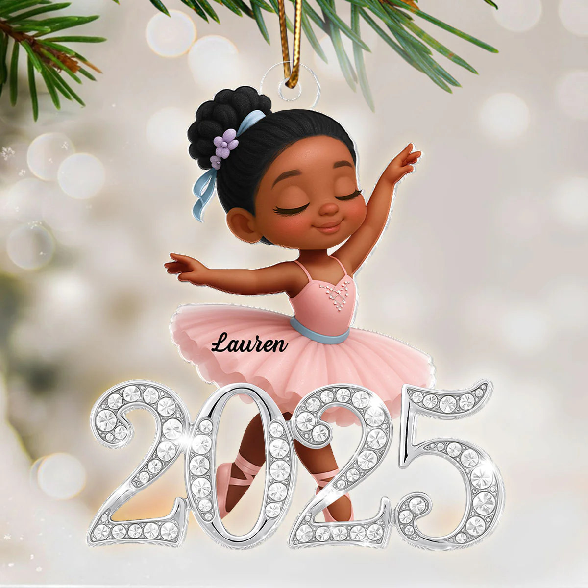 2025 Shining Effect Ballerina Girl - Personalized Acrylic Ornament - Christmas Gift for Kids, Grandkids - Image 3