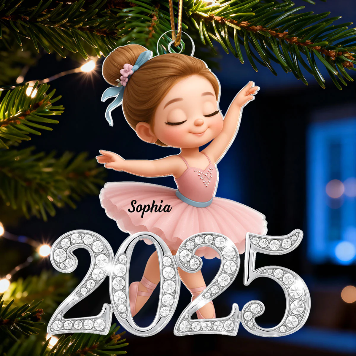 2025 Shining Effect Ballerina Girl - Personalized Acrylic Ornament - Christmas Gift for Kids, Grandkids - Image 4