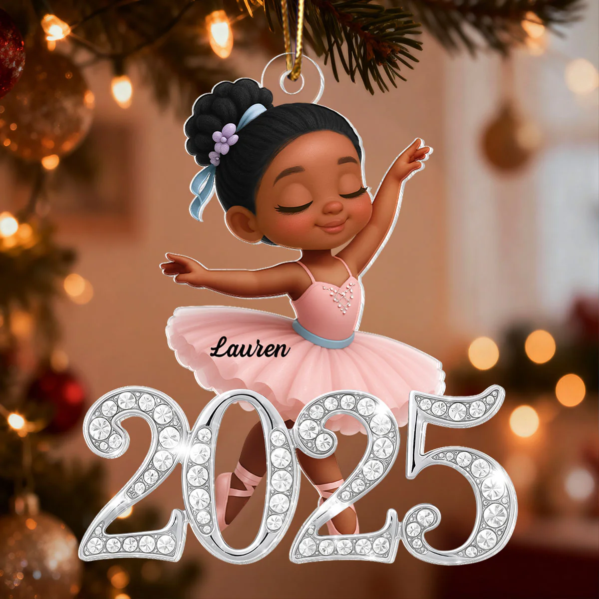 2025 Shining Effect Ballerina Girl - Personalized Acrylic Ornament - Christmas Gift for Kids, Grandkids - Image 5