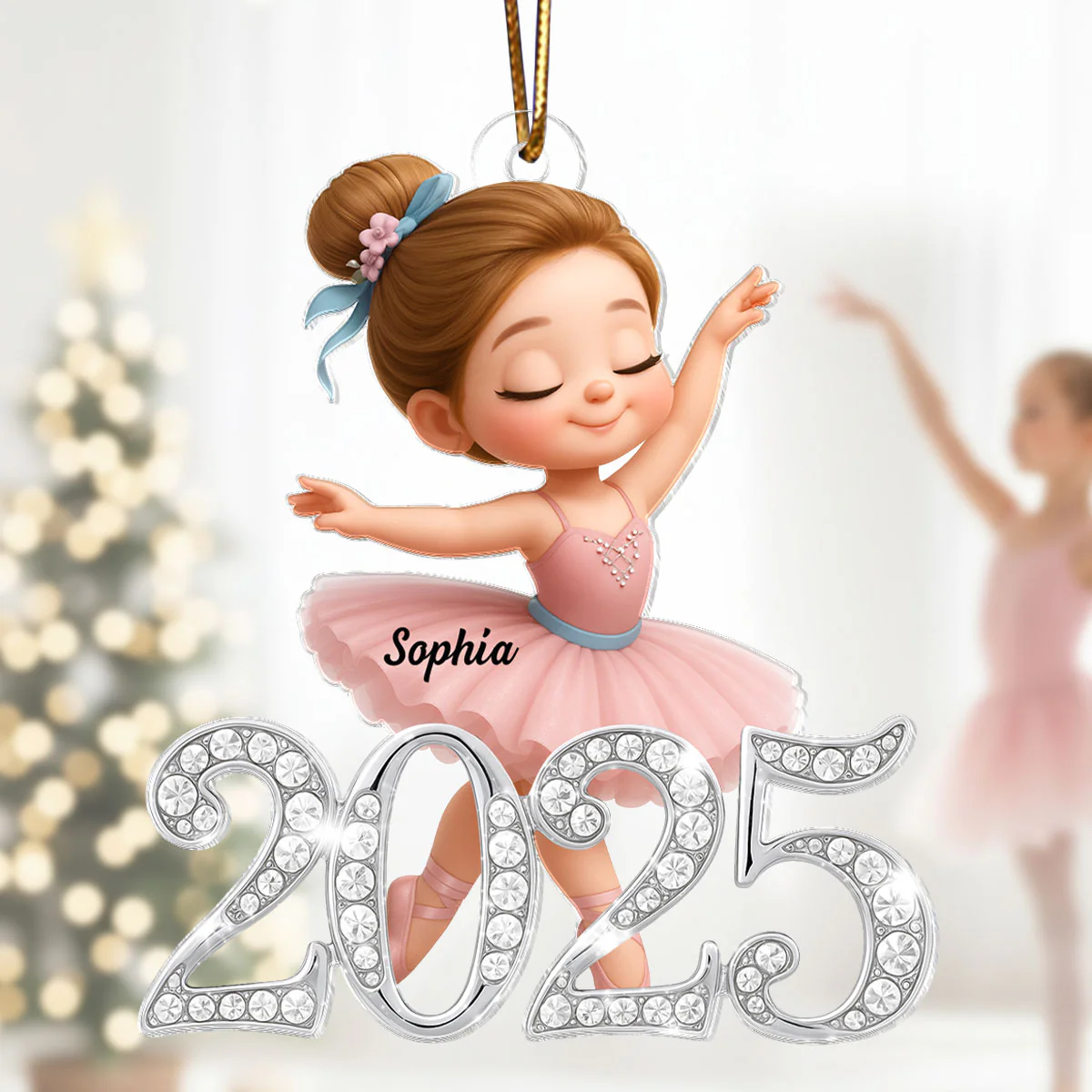 2025 Shining Effect Ballerina Girl - Personalized Acrylic Ornament - Christmas Gift for Kids, Grandkids - Image 6