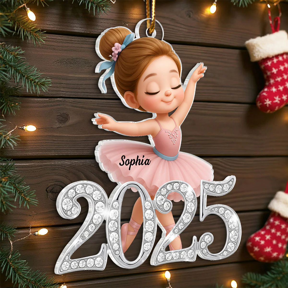 2025 Shining Effect Ballerina Girl - Personalized Acrylic Ornament - Christmas Gift for Kids, Grandkids - Image 7