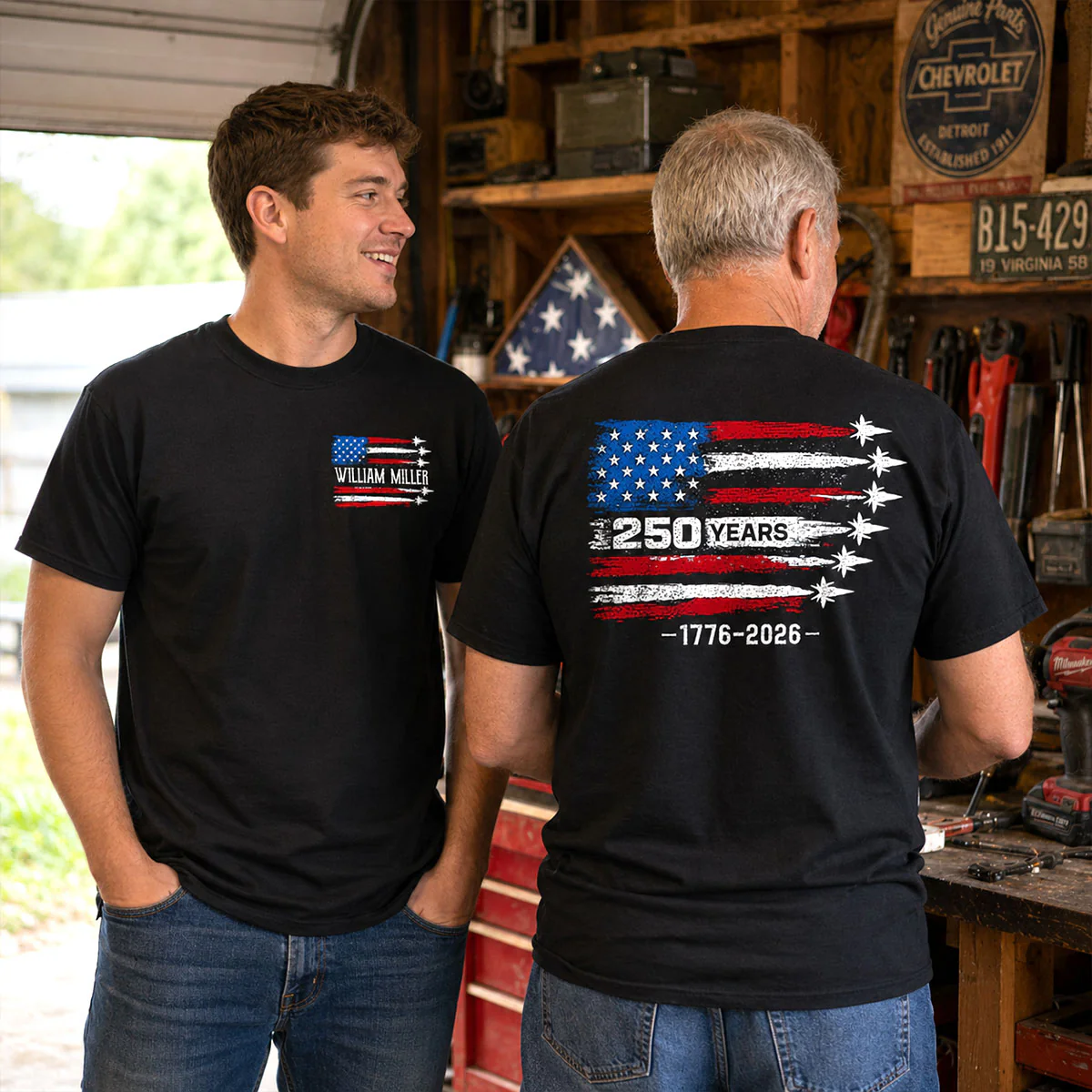 250 Years American Flag Jets Custom Name - Personalized Shirt - United States 250th Anniversary USA Patriotic - Image 3