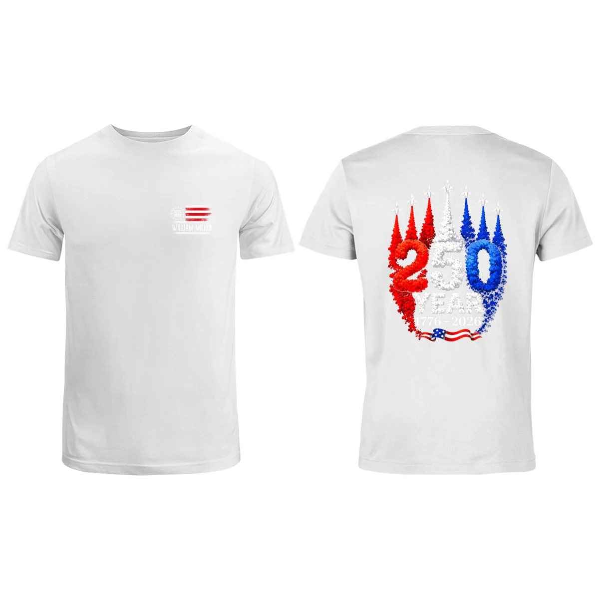 250 Years American Flag Red White Blue Jet Smoke Custom Name - Personalized Shirt - United States 250th Anniversary USA Patriotic - Image 6