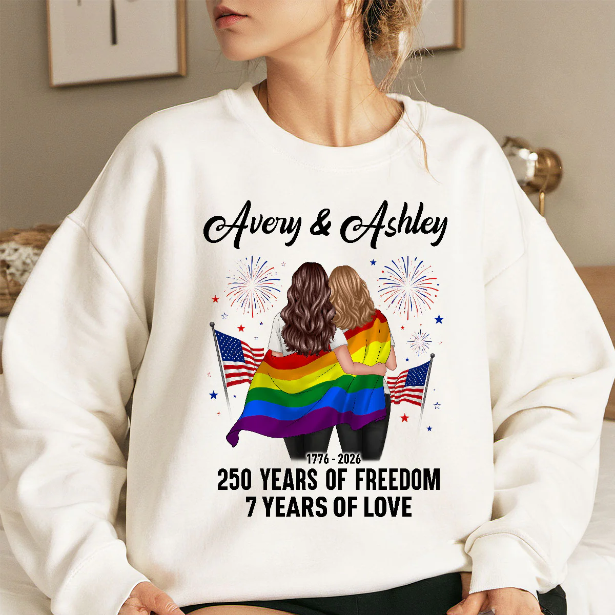 250 Years of Freedom LGBT Couple - Personalized Shirt - America 250th Anniversary - Image 3