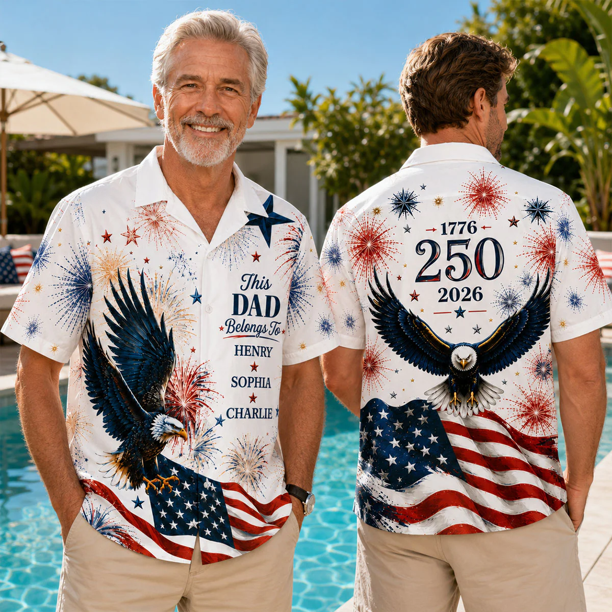 250 Years Of Freedom - Personalized Hawaiian Shirt - 4th July Gift For Men, Grandpas, Dads, Husband - Image 2