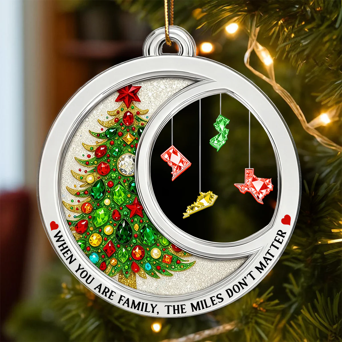 2D Flat Crystal Effect The Miles Don't Matter - Personalized Acrylic Ornament - Long Distance Gift For Besties, Family, Siblings - Image 4