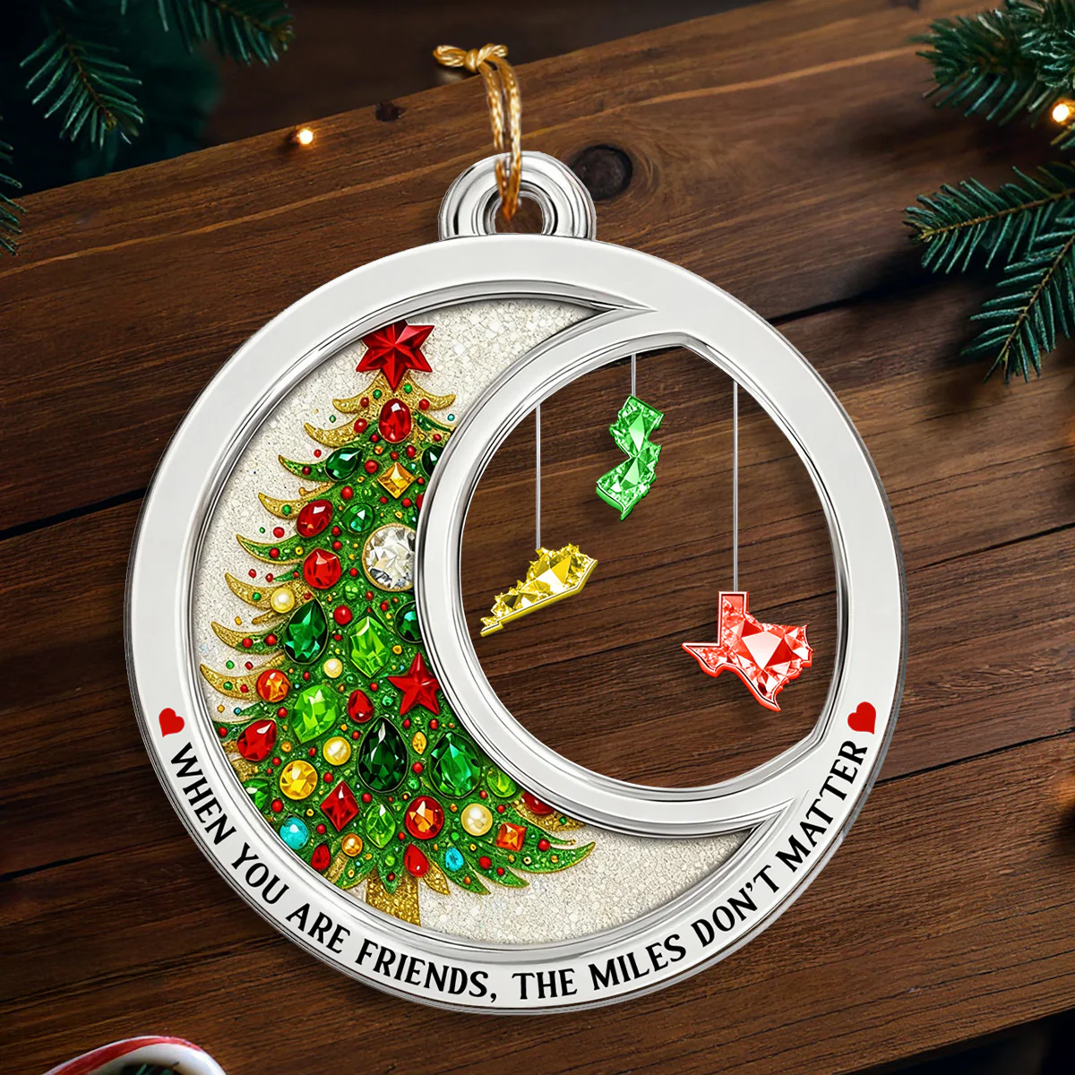 2D Flat Crystal Effect The Miles Don't Matter - Personalized Acrylic Ornament - Long Distance Gift For Besties, Family, Siblings - Image 5