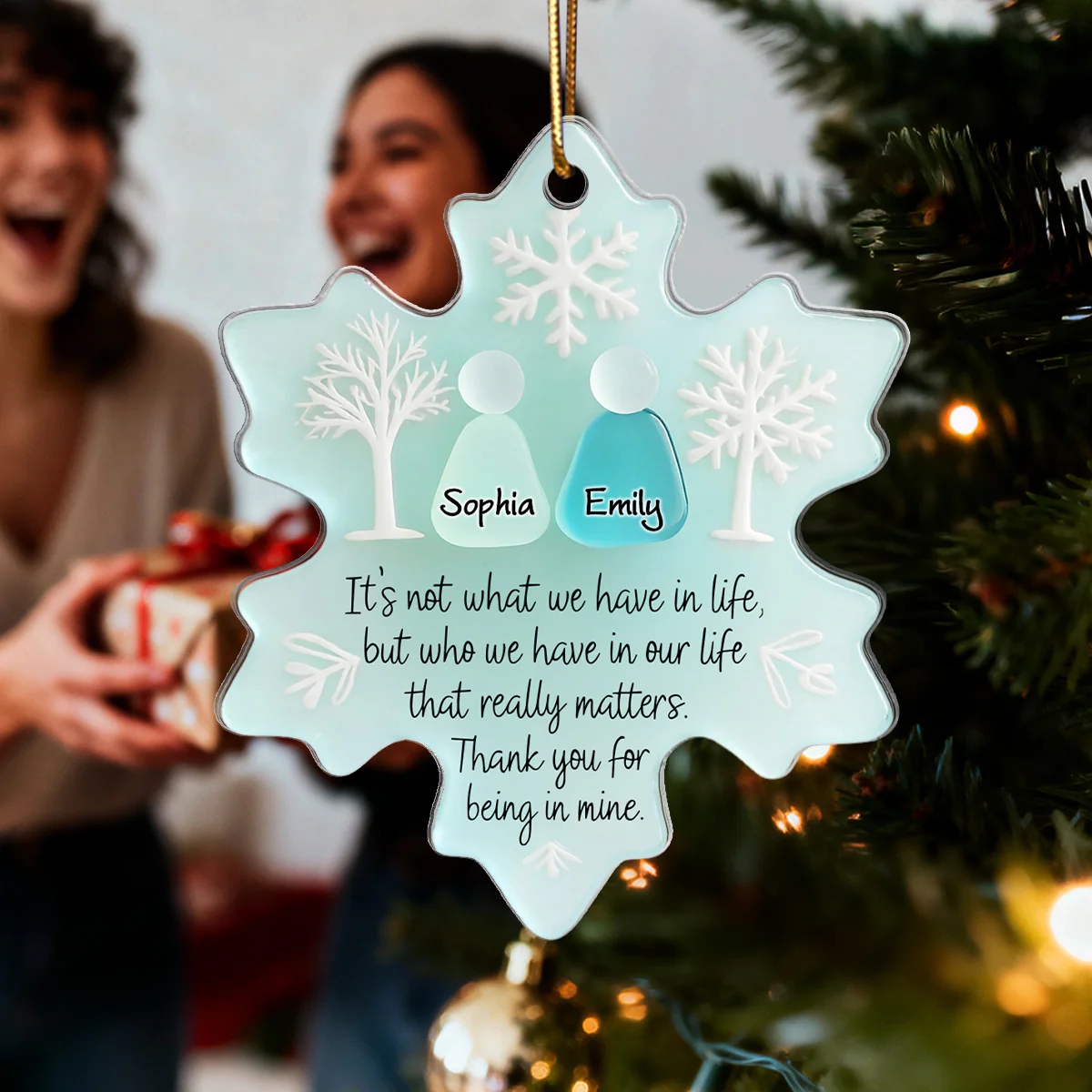 2D Flat Snowflake Sea Glass Effect - Personalized Acrylic Ornament - Friendship Gift For Besties - Image 5