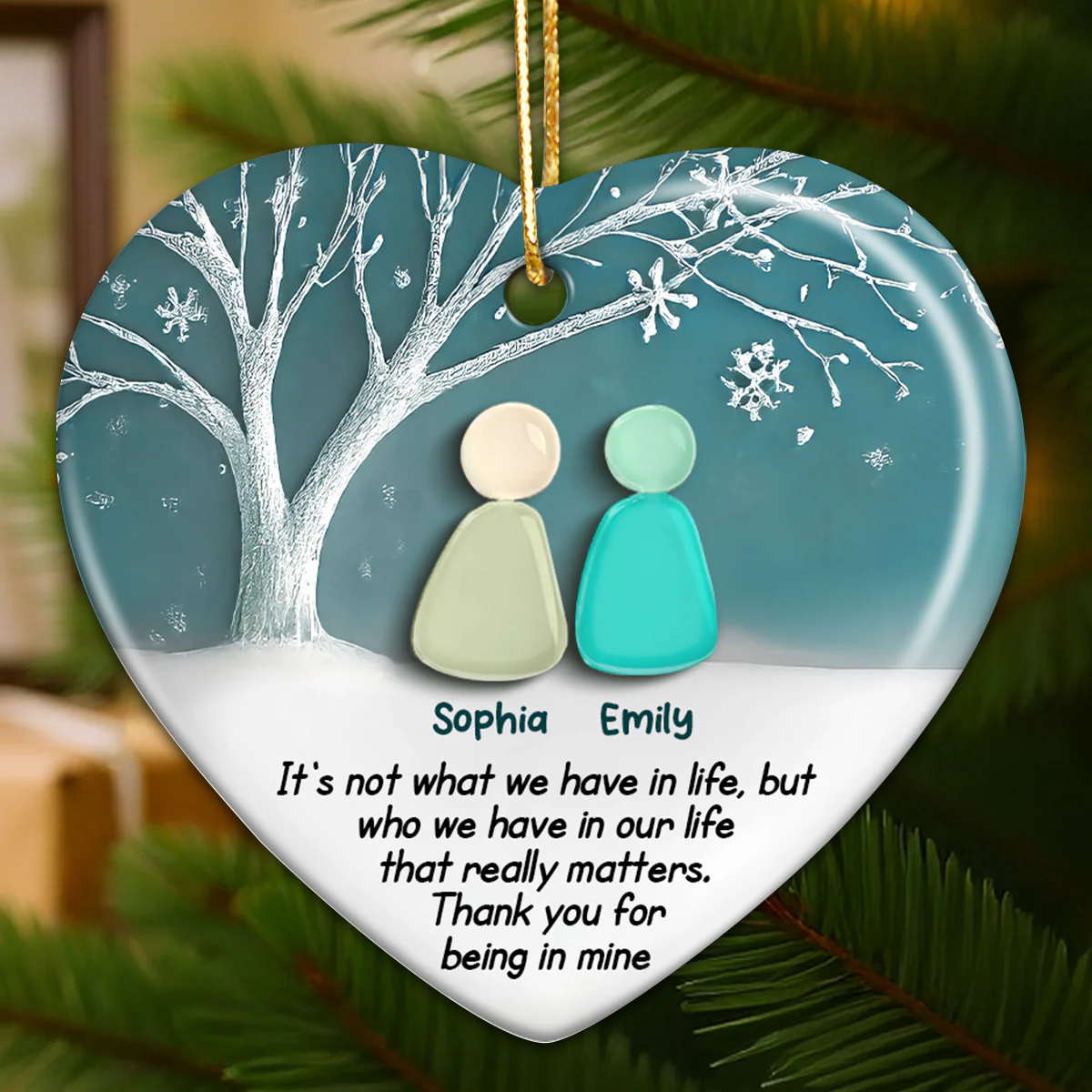 2D Sea Glass Effect Besties Forever - Personalized Ceramic Ornament - Friendship Gift, Christmas Gift For Best Friends - Image 2