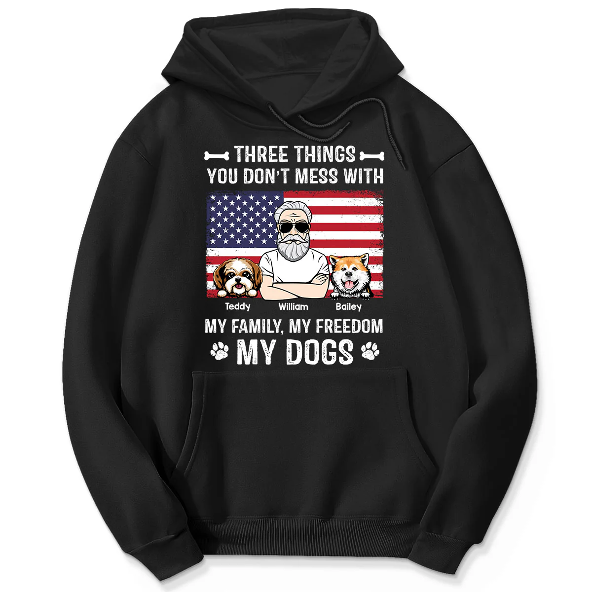 3 Things You Don‘t Mess With My Family My Freedom My Dogs Independence Day 4th Of July Personalized Shirt - Image 4