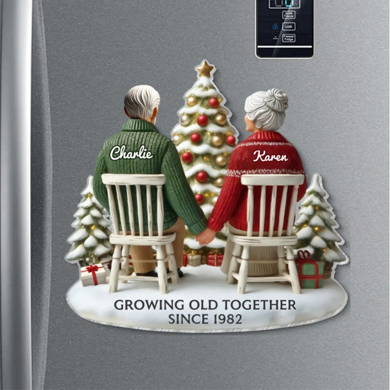 3D Back View Couple Growing Old Together Personalized Acrylic Fridge Magnet, 2025 Heartfelt  Gift, Anniversary Gift For Couple, For Him, For Her, Husband, Wife - Image 7