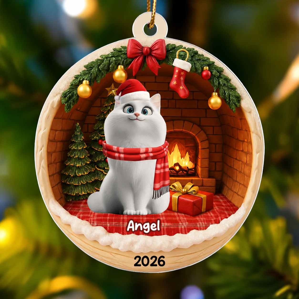 3D Christmas Cats Cozy House - Personalized Acrylic Ornament - Christmas Gift for Cat Lovers - Image 2