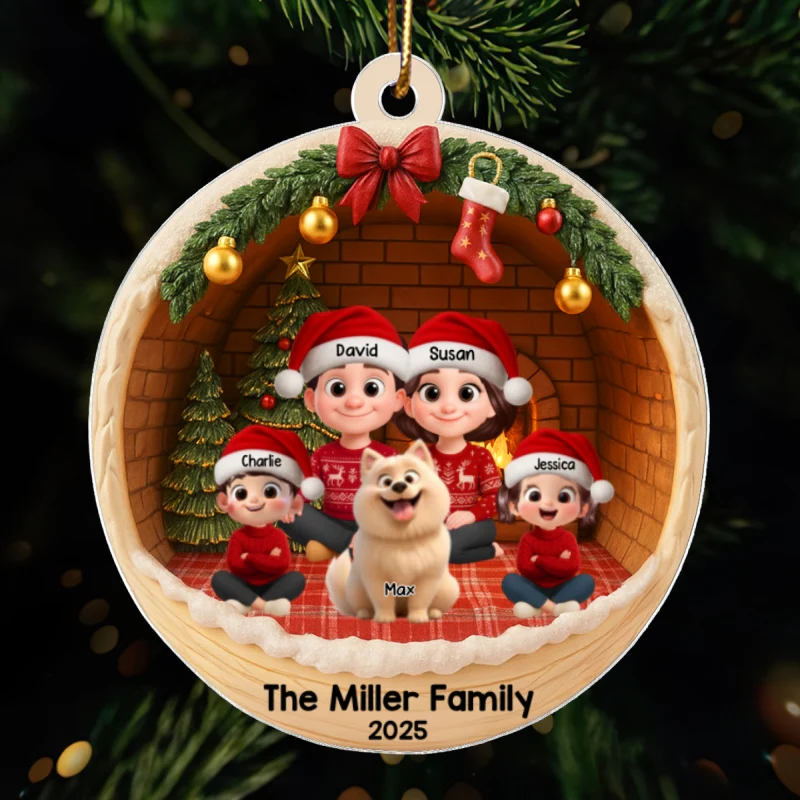 3D Cozy Vibe Family Sitting - Personalized Acrylic Ornament - Christmas Gift for Family - Image 8