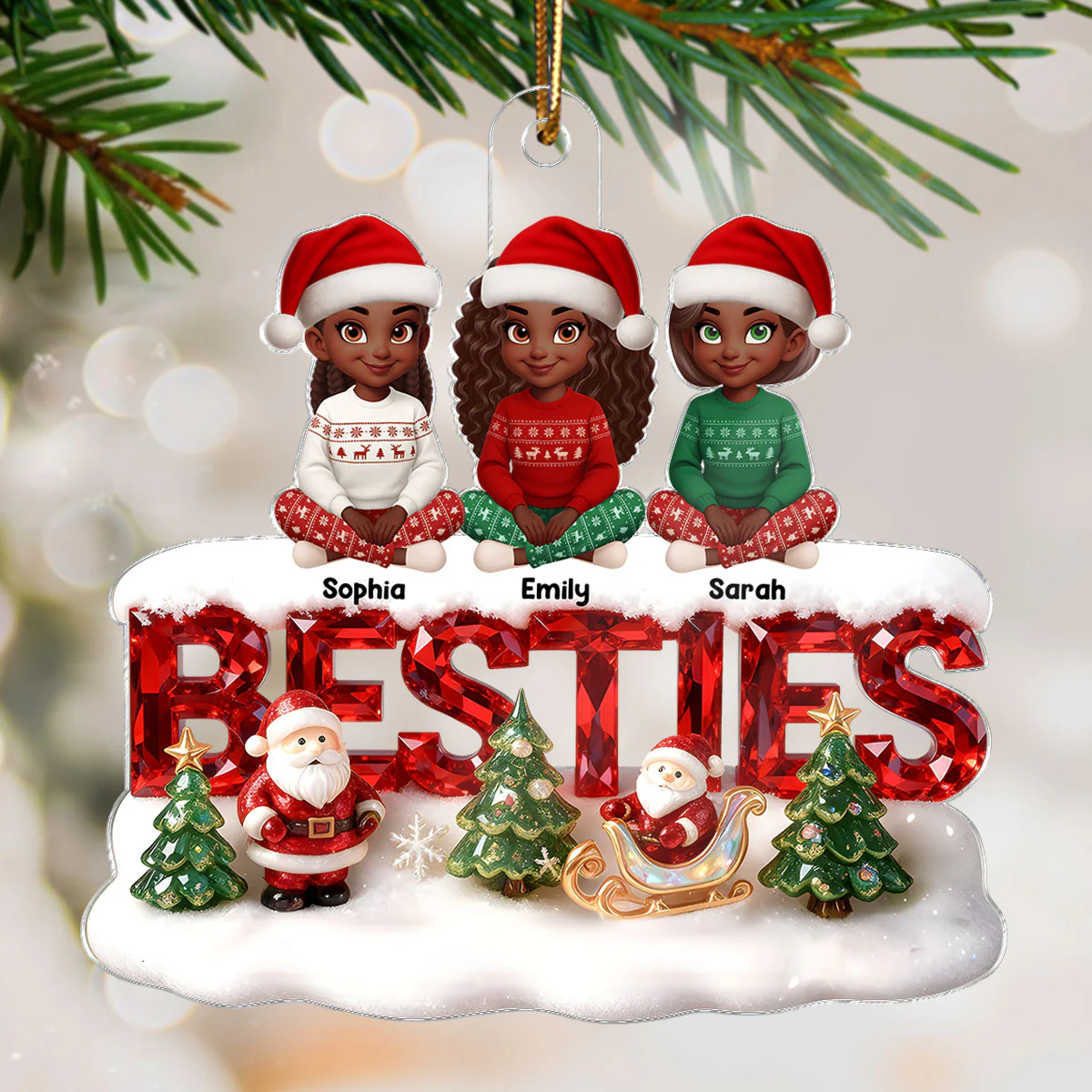 3D Crystal Effect Besties Our Friendship Is A True Blessing Christmas - Personalized Acrylic Ornament - Gift For Best Friends - Image 5