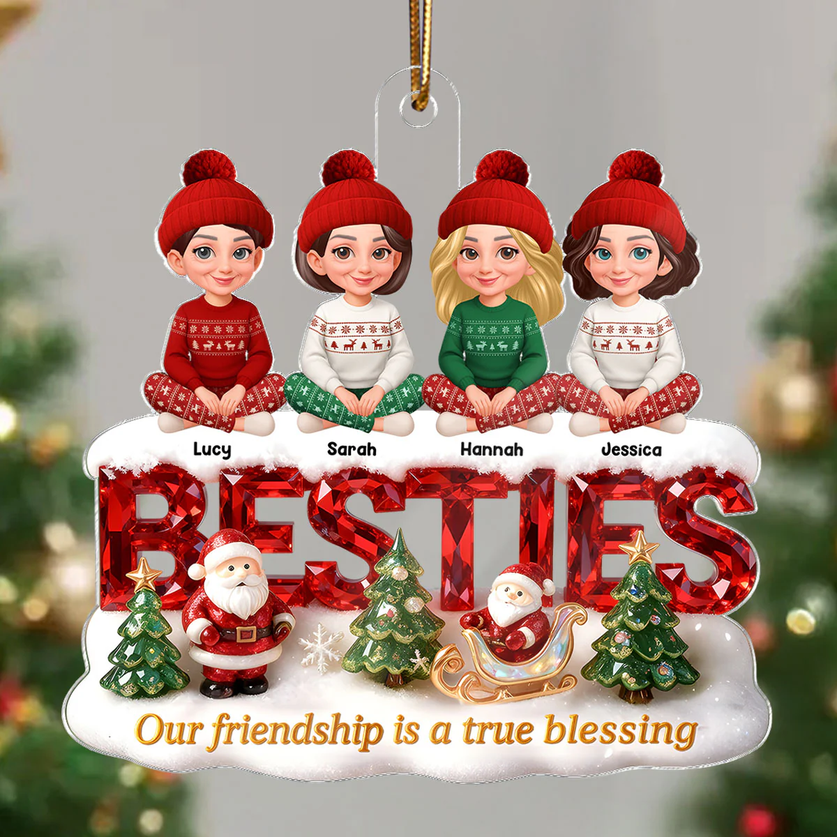 3D Crystal Effect Besties Our Friendship Is A True Blessing Christmas - Personalized Acrylic Ornament - Gift For Best Friends - Image 7