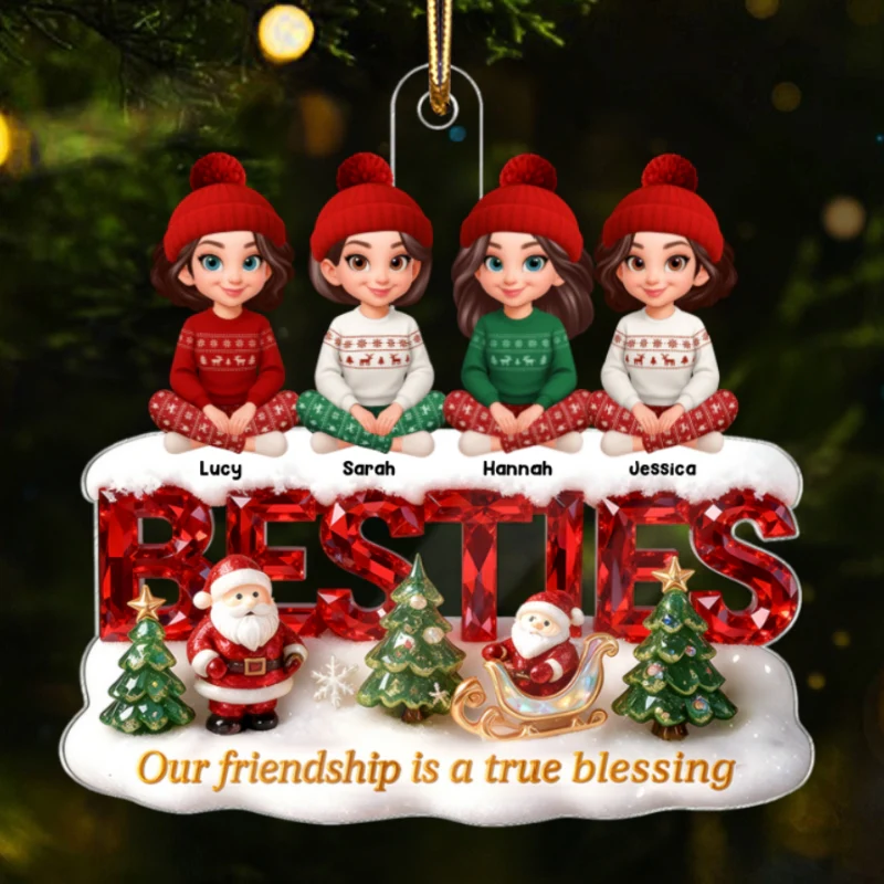 3D Crystal Effect Besties Our Friendship Is A True Blessing Christmas - Personalized Acrylic Ornament - Gift For Best Friends - Image 9