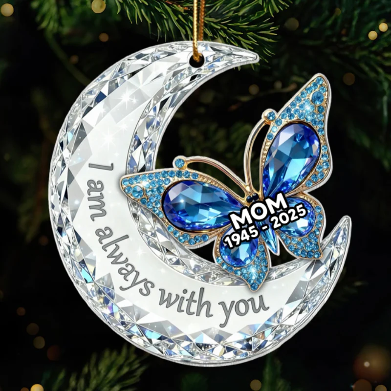 3D Effect Flat Christmas Butterfly Moon Memorial - Personalized Acrylic Ornament - Remembrance Gift, Sympathy Gift - Image 13