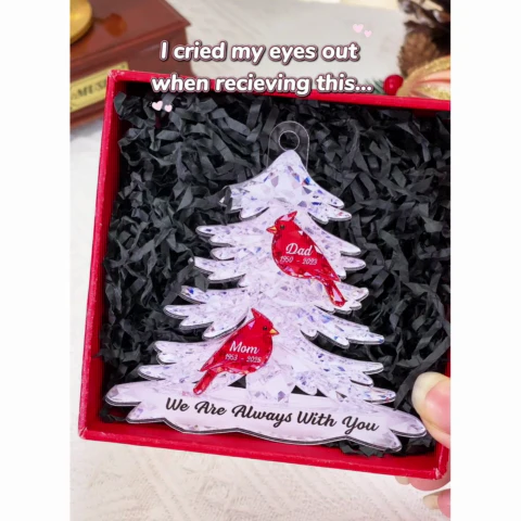 3D Effect Cardinals Memorial - Personalized Acrylic Car Hanger - Remembrance Gift, Sympathy Gift For Whole Family, Extended Family - Image 2