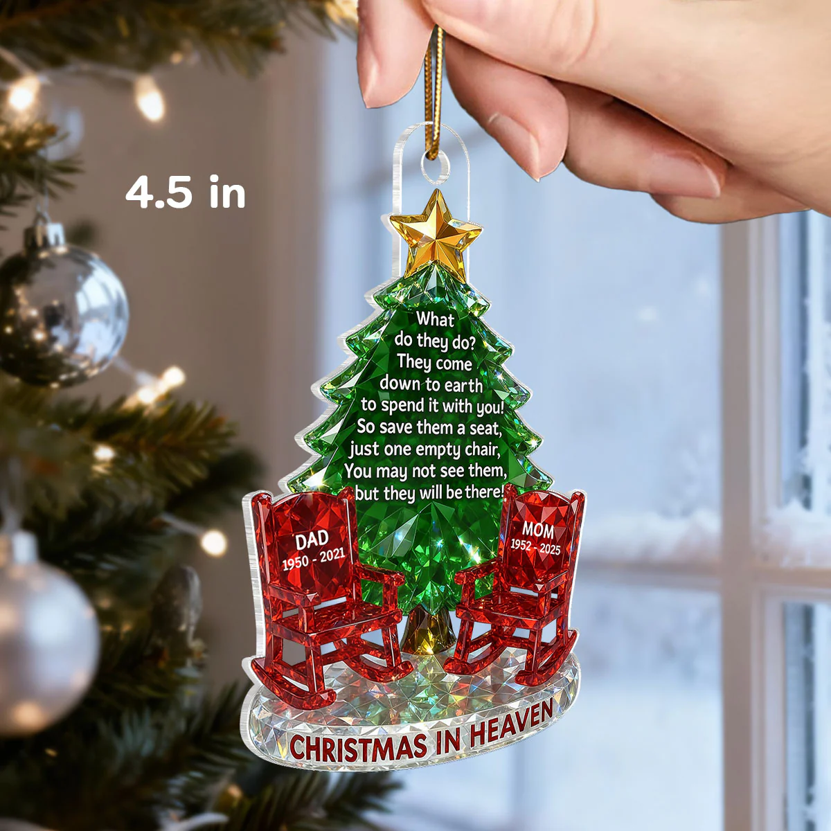 3D Crystal Effect Christmas In Heaven Memorial - Personalized Acrylic Ornament - Remembrance Gift, Sympathy Gift - Image 2