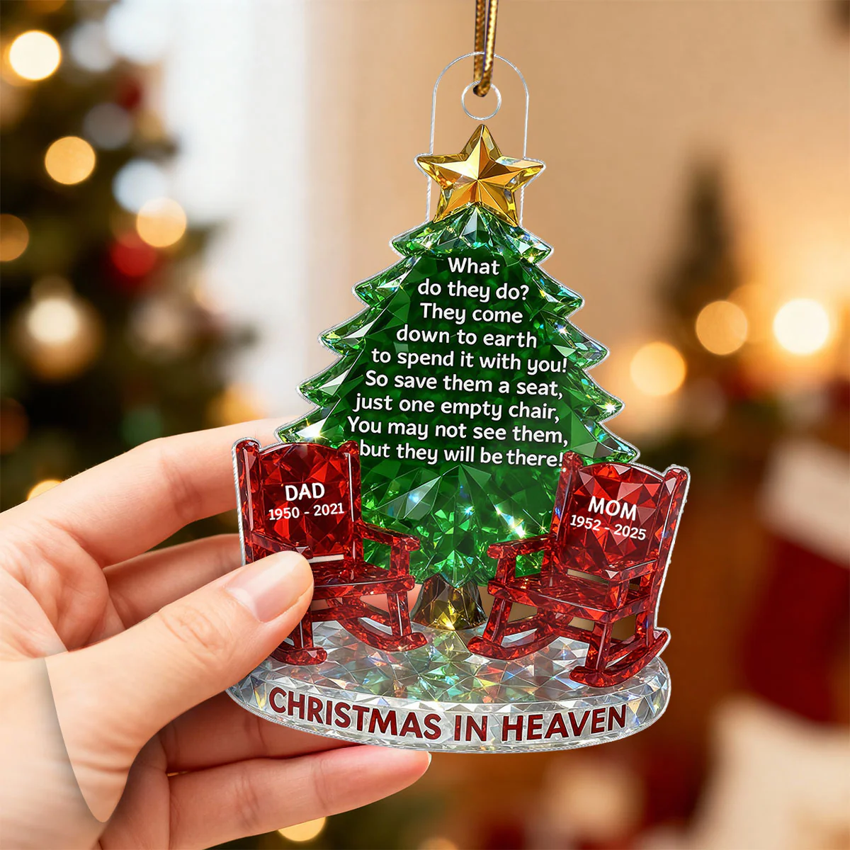 3D Crystal Effect Christmas In Heaven Memorial - Personalized Acrylic Ornament - Remembrance Gift, Sympathy Gift - Image 3
