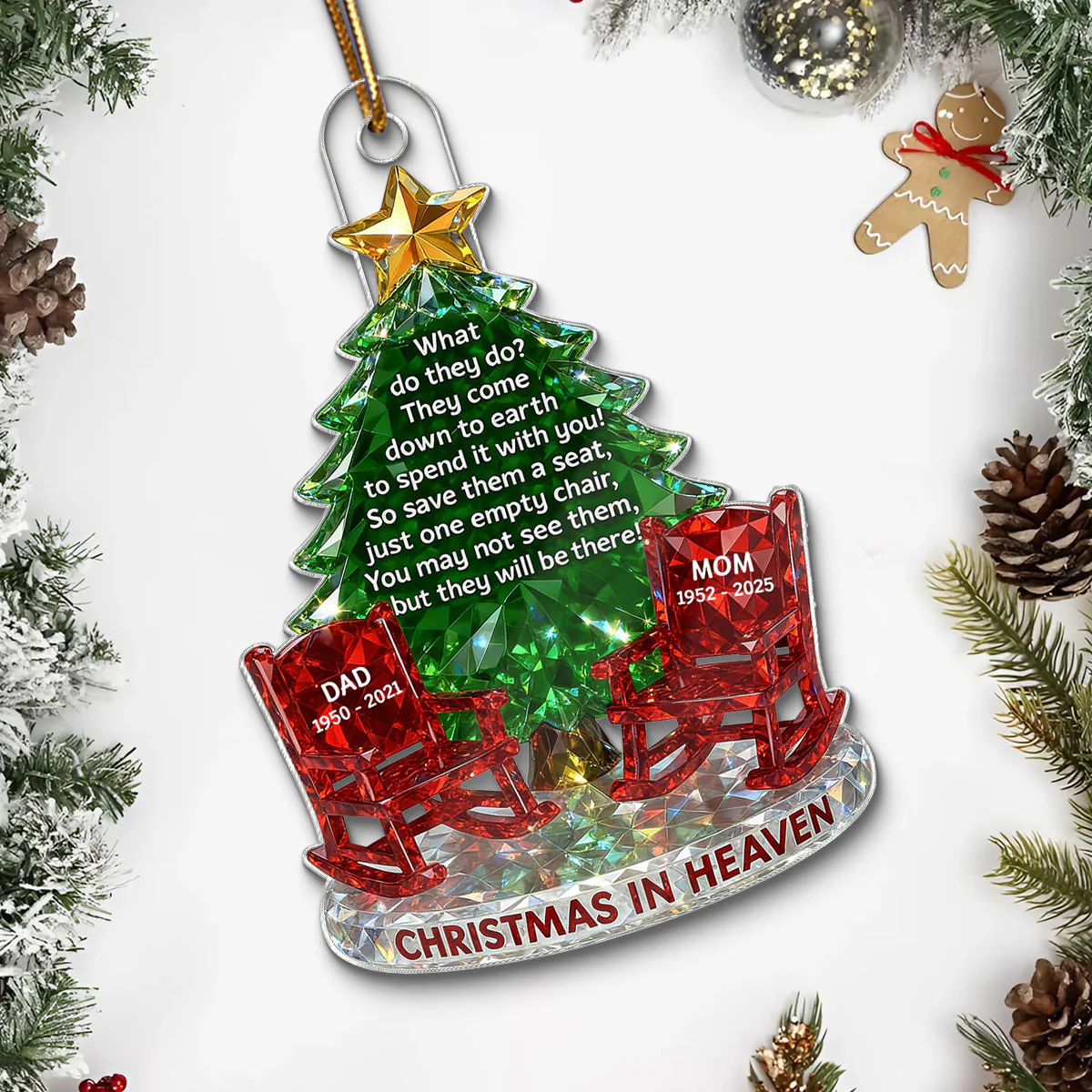 3D Crystal Effect Christmas In Heaven Memorial - Personalized Acrylic Ornament - Remembrance Gift, Sympathy Gift - Image 4