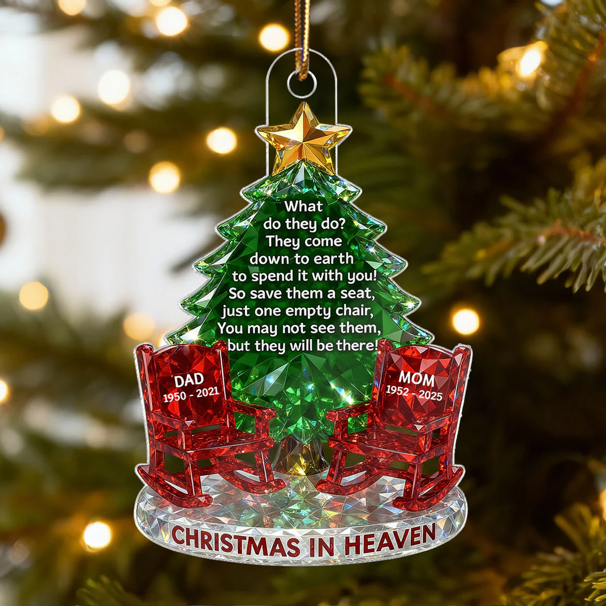 3D Crystal Effect Christmas In Heaven Memorial - Personalized Acrylic Ornament - Remembrance Gift, Sympathy Gift - Image 5