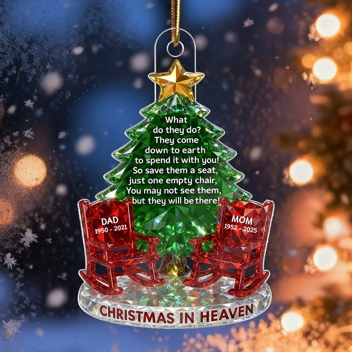 3D Crystal Effect Christmas In Heaven Memorial - Personalized Acrylic Ornament - Remembrance Gift, Sympathy Gift - Image 6