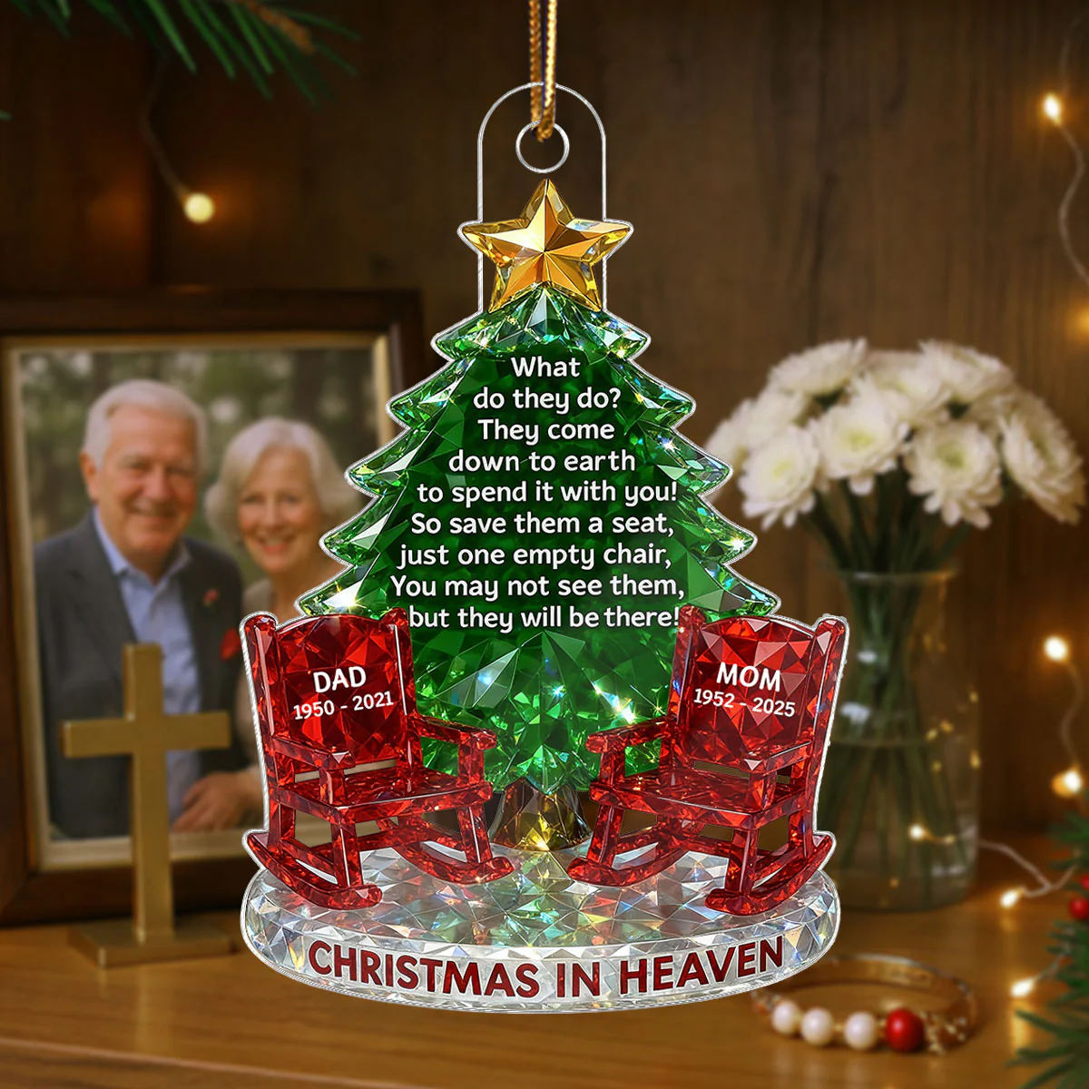 3D Crystal Effect Christmas In Heaven Memorial - Personalized Acrylic Ornament - Remembrance Gift, Sympathy Gift - Image 7