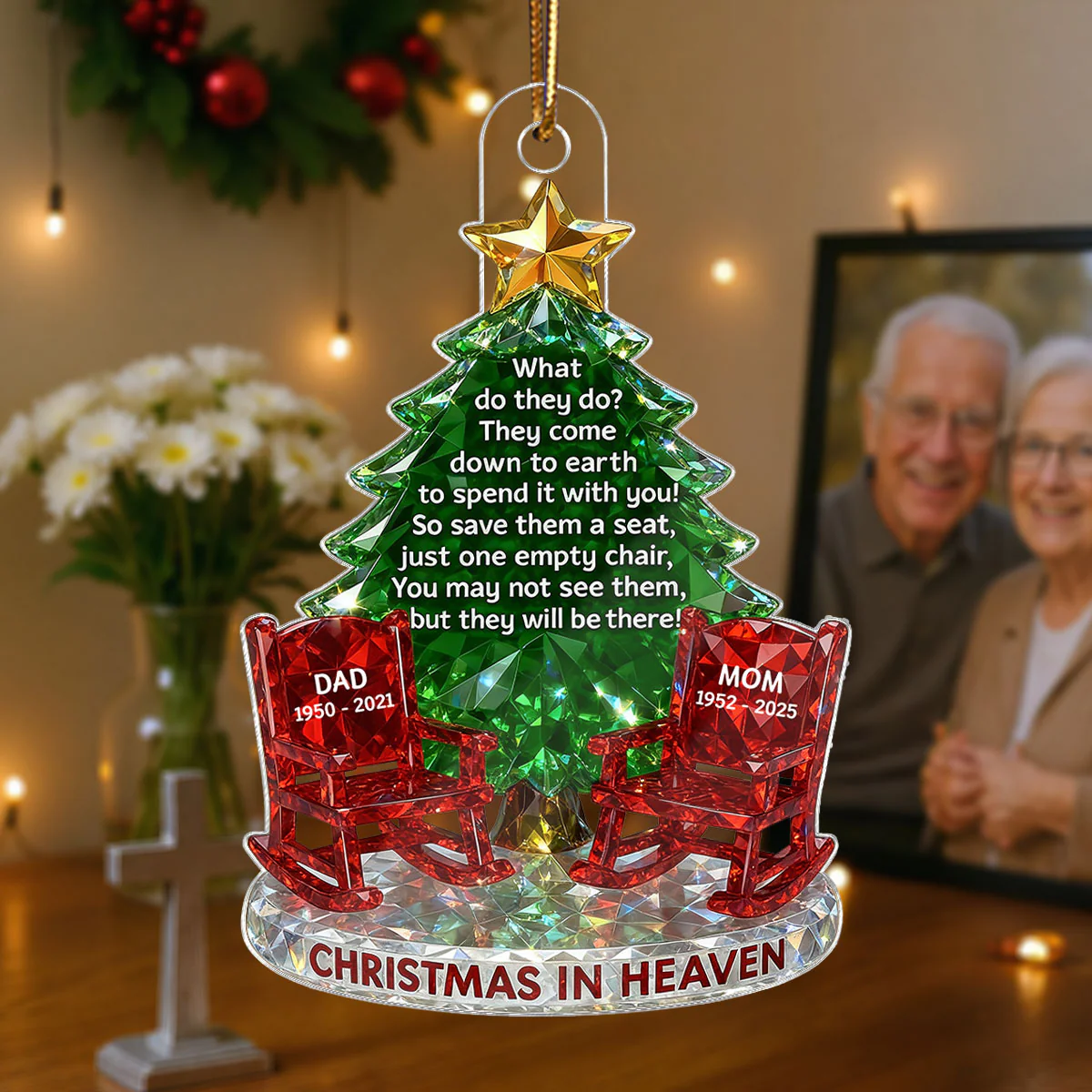 3D Crystal Effect Christmas In Heaven Memorial - Personalized Acrylic Ornament - Remembrance Gift, Sympathy Gift - Image 8