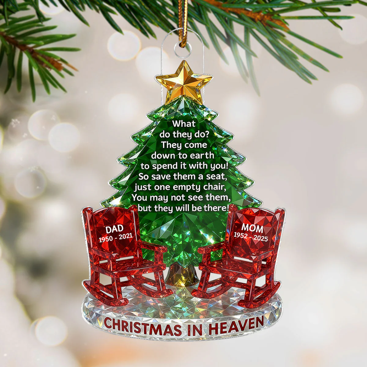 3D Crystal Effect Christmas In Heaven Memorial - Personalized Acrylic Ornament - Remembrance Gift, Sympathy Gift - Image 9